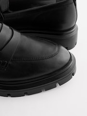Black Forever Comfort Leather Cleated Sole Loafer Shoes - Image 7 of 8