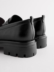 Black Forever Comfort Leather Cleated Sole Loafer Shoes - Image 8 of 8