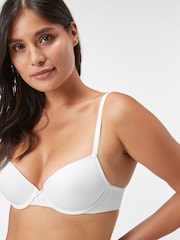 Black/White/Pastel Rose Nude Pad Plunge Cotton Blend Ultimate Comfort Bras 3 Pack - Image 3 of 7