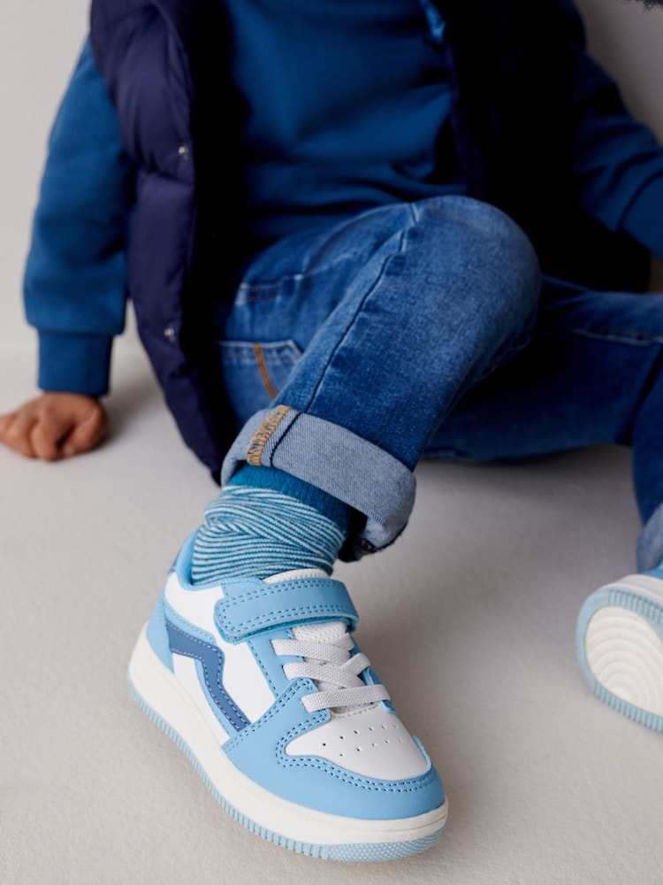 Blue Tones Touch Fastening Elastic Lace Trainers - Image 1 of 9
