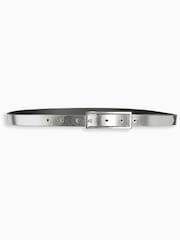 Black/Silver Leather Reversible Jeans Belt - Image 2 of 5