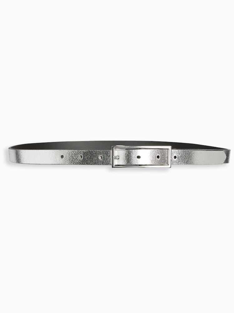 Black/Silver Leather Reversible Jeans Belt - Image 2 of 5 Black/Silver Leather Reversible Jeans Belt - Image 2 of 5