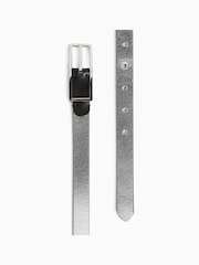 Black/Silver Leather Reversible Jeans Belt - Image 4 of 5