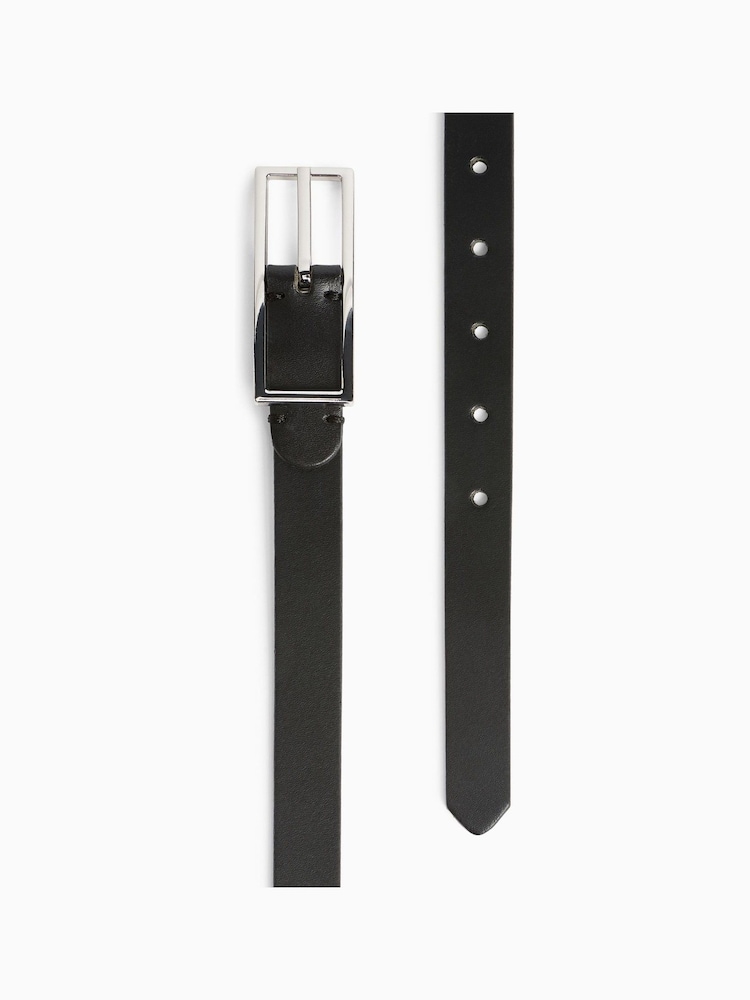 Black/Silver Leather Reversible Jeans Belt - Image 5 of 5 Black/Silver Leather Reversible Jeans Belt - Image 5 of 5