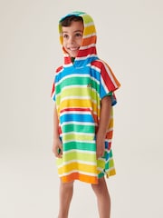 Little Bird by Jools Oliver Multi Bright Rainbow 100% Cotton Hooded Towelling Beach Poncho - Image 4 of 7