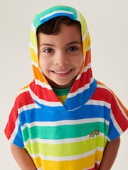 Little Bird by Jools Oliver Multi Bright Rainbow 100% Cotton Hooded Towelling Beach Poncho - Image 7 of 7
