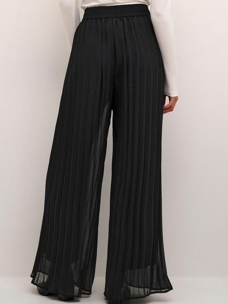 Kaffe Nikka Pleated Wide Leg Black Trousers - Image 2 of 6 Kaffe Nikka Pleated Wide Leg Black Trousers - Image 2 of 6