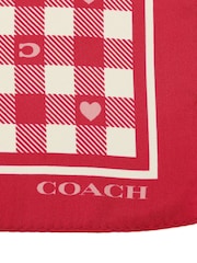 COACH Pink Gingham Play Printed Silk Bandana Scarf - Image 4 of 4