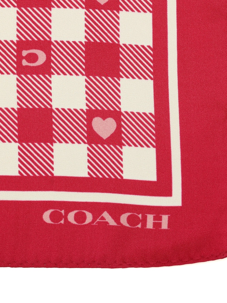 COACH Pink Gingham Play Printed Silk Bandana Scarf - Image 4 of 4