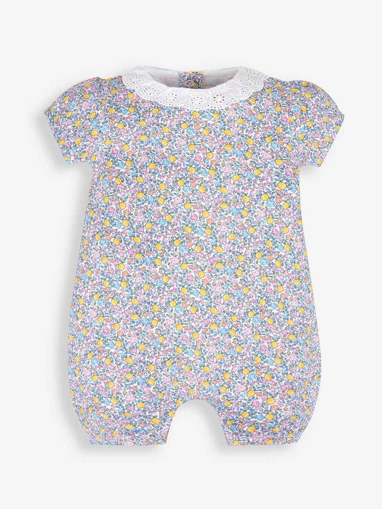 JoJo Maman Bébé Lemon Yellow Ditsy 2-Pack Pretty Baby Rompers - Image 2 of 5