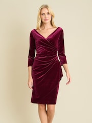 Gina Bacconi Red Zoe Velvet Wrap Dress - Image 1 of 5