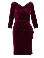 Gina Bacconi Red Zoe Velvet Wrap Dress - Image 5 of 5