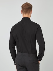 Black Slim Fit 100% Cotton Single Cuff Shirt - Image 2 of 3