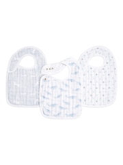 aden + anais Blue Organic Cotton Muslin Oceanic Snap Bibs 3 Pack - Image 1 of 1