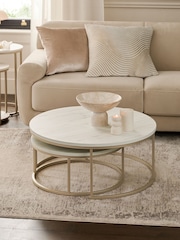 White Bronx Nest of 2, Round Coffee Table - Image 2 of 8