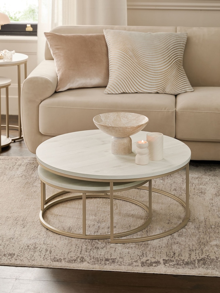 White Bronx Nest of 2, Round Coffee Table - Image 2 of 8