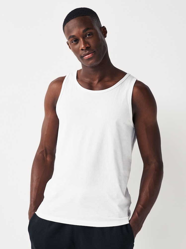 White 100% Cotton Vests 5 Pack - Image 1 of 8