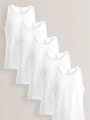 White 100% Cotton Vests 5 Pack - Image 5 of 8