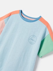 Joules Girls' Betty Blue Colour Block Short Sleeve T-Shirt - Image 4 of 5