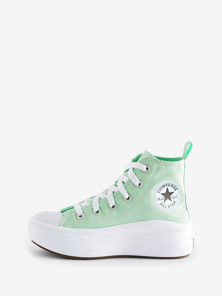 Converse White/Green Chuck Taylor All Star Move Youth Trainers - Image 2 of 9