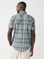 Sage Green Madras Check Easy Iron Button Down Short Sleeve Oxford Shirt - Image 2 of 5