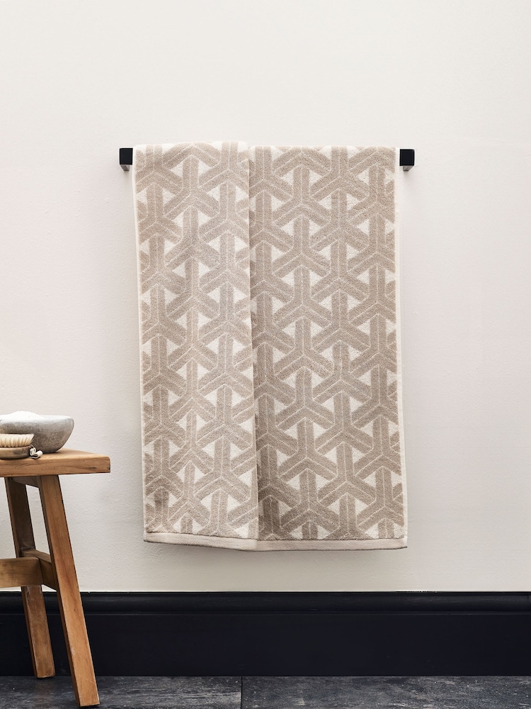 Natural Geo 100% Cotton Towel - Image 2 of 4 Natural Geo 100% Cotton Towel - Image 2 of 4