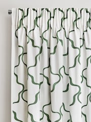 Jasper Conran London Green Pencil Pleat Blackout Wiggle Embroidered Curtain - Image 5 of 6