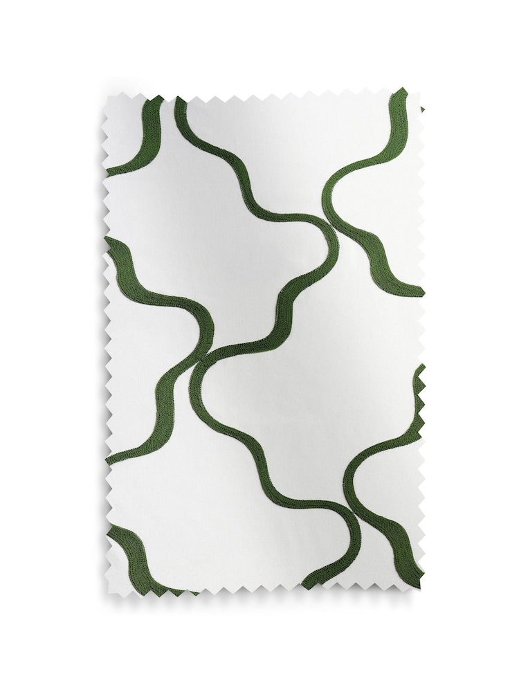 Jasper Conran London Green Pencil Pleat Blackout Wiggle Embroidered Curtain - Image 6 of 6