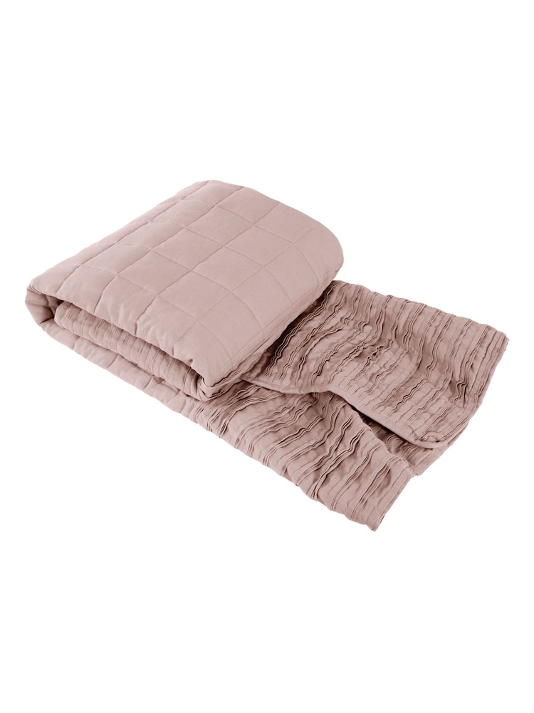 Lazy Linen Mellow Pink Washed 100% Linen Throw - Image 4 of 4