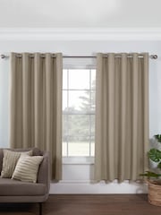 Lazy Linen Natural 167x183cm Washed 100% Linen Eyelet Curtains - Image 1 of 1