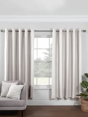 Lazy Linen White 167x183cm Washed 100% Linen Eyelet Curtains - Image 1 of 1