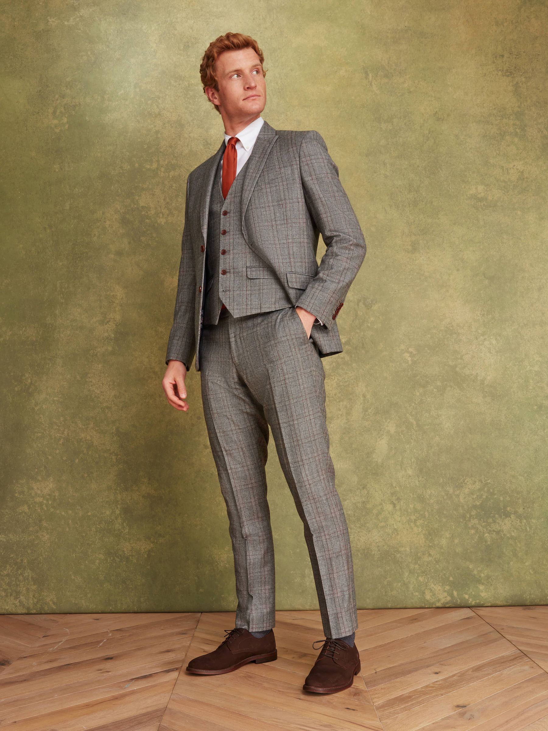 Buy Joules Grey Rust Check Wool Slim Fit Suit Jacket from Next Luxembourg