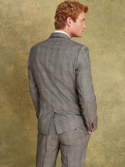 Joules Grey/Rust Check Wool Slim Fit Suit: Jacket - Image 3 of 8