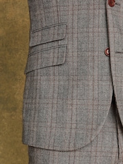Joules Grey/Rust Check Wool Slim Fit Suit: Jacket - Image 5 of 8
