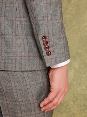 Joules Grey/Rust Check Wool Slim Fit Suit: Jacket - Image 6 of 8