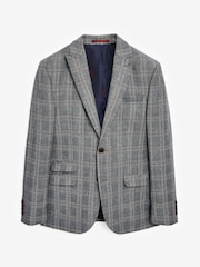 Joules Grey/Rust Check Wool Slim Fit Suit: Jacket - Image 8 of 8