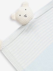 The Little Tailor Blue 100% Cotton Baby Soft Knitted Teddy Comforter - Image 2 of 2