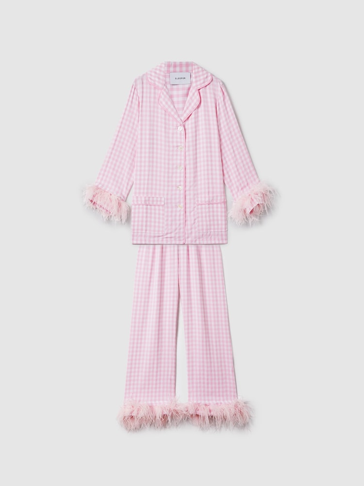 Pink & Weiß - Sleeper Pyjama mit abnehmbarer Federverzierung - Bild 2 von 9 Pink & Weiß - Sleeper Pyjama mit abnehmbarer Federverzierung - Bild 2 von 9