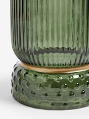 Green Ribbed Glass Hurricane Candle Holder Medium - Image 4 of 5