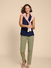 White Stuff Blue Celia Jersey Mix Shirt - Image 3 of 7