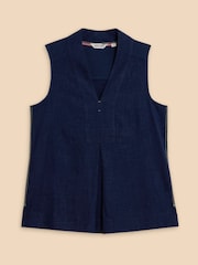 White Stuff Blue Celia Jersey Mix Shirt - Image 5 of 7