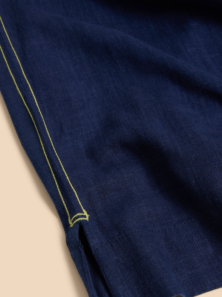 White Stuff Blue Celia Jersey Mix Shirt - Image 7 of 7