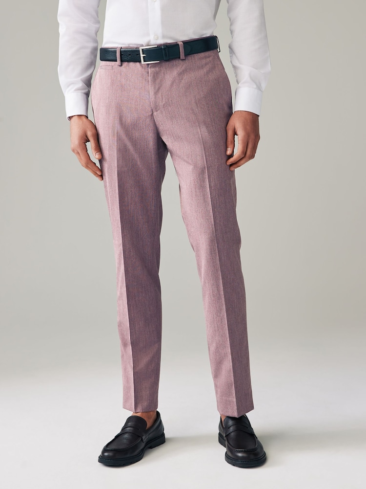 Pink Tailored Fit Trimmed Plain Suit Trousers - Image 1 of 8