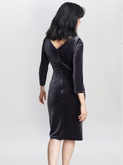 Gina Bacconi Grey Zoe Velvet Wrap Dress - Image 2 of 5