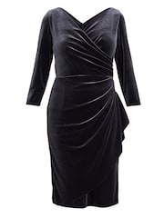 Gina Bacconi Grey Zoe Velvet Wrap Dress - Image 5 of 5