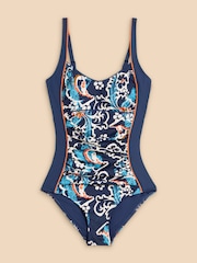 White Stuff Blue Splash Tummy Control Swimsuit - Image 5 of 7