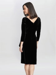 Gina Bacconi Black Zoe Velvet Wrap Dress - Image 2 of 5
