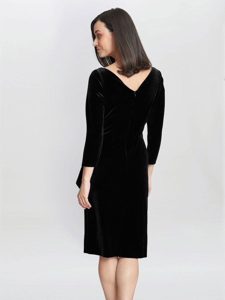 Gina Bacconi Black Zoe Velvet Wrap Dress - Image 2 of 5 Gina Bacconi Black Zoe Velvet Wrap Dress - Image 2 of 5