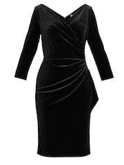 Gina Bacconi Black Zoe Velvet Wrap Dress - Image 5 of 5