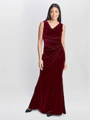 Gina Bacconi Red Selena Velvet Maxi Dress - Image 1 of 5